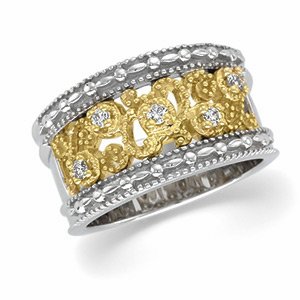 14kt Two Tone Gold Diamond Bridal Anniversary Band Ring