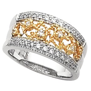 14kt Two Tone Gold Diamond Bridal Anniversary Band Ring