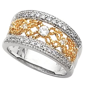 14kt Two Tone Gold Diamond Bridal Anniversary Band Ring