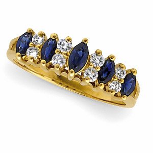14kt Yellow Gold Sapphire & Diamond Band Ring