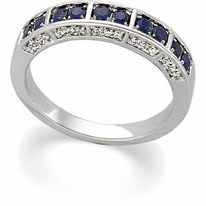 14kt White Gold Sapphire & Diamond Anniversary Band Ring