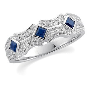 14kt White Gold Diamond & Sapphire Anniversary Band Ring