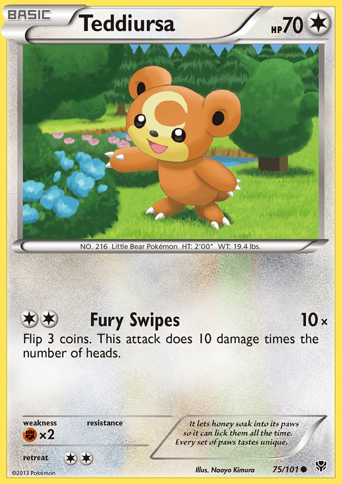Pokemon B&W Plasma Blast Single Card Common Teddiursa 75/101