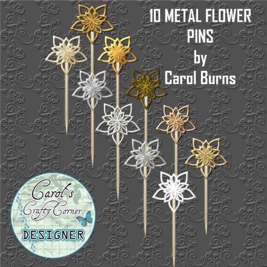 METAL FLOWER PINS