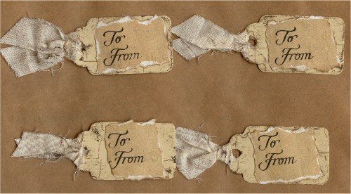 Set of 4 Tan Distressed Handmade Gift Tags