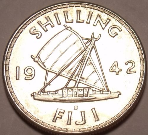 Gem Unc Silver Fiji S Shilling King George Vi Sailing Ship Free