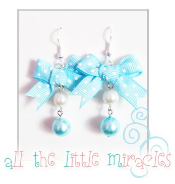 J22: Blue and White Polka Dot Dangles