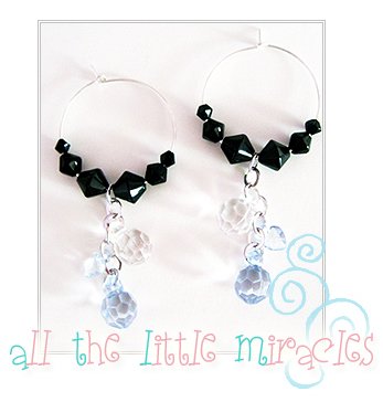 J26: Black Hoop with Cascading Crystal Balls