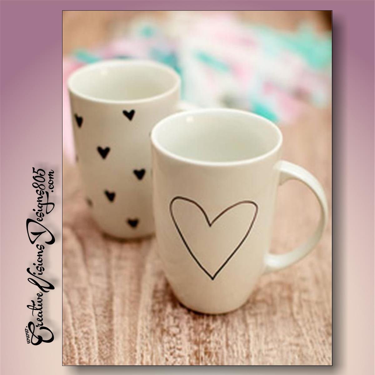 BIG HEART or MINI HEARTS - hand decorated coffee mug