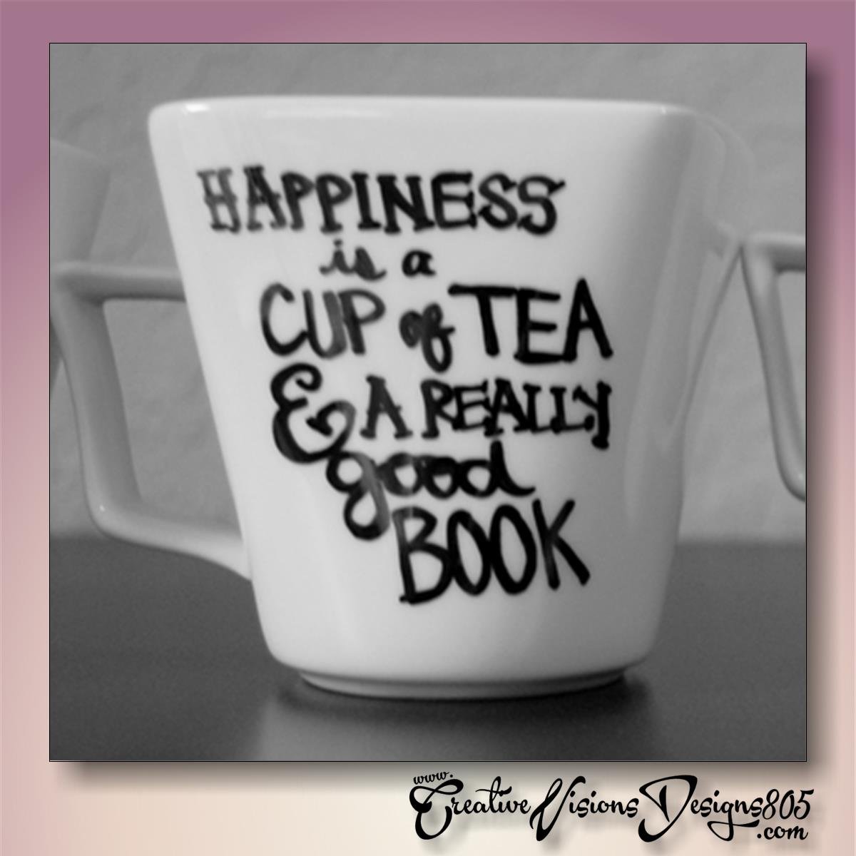HAPPINESS IS.. - hand decorated coffee mug
