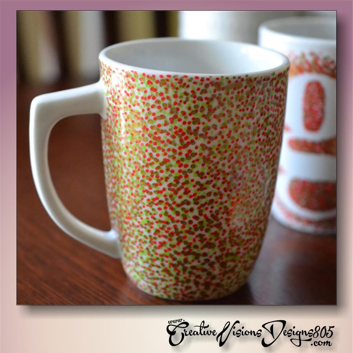 MULTI COLORED MINI DOTS - hand decorated coffee mug