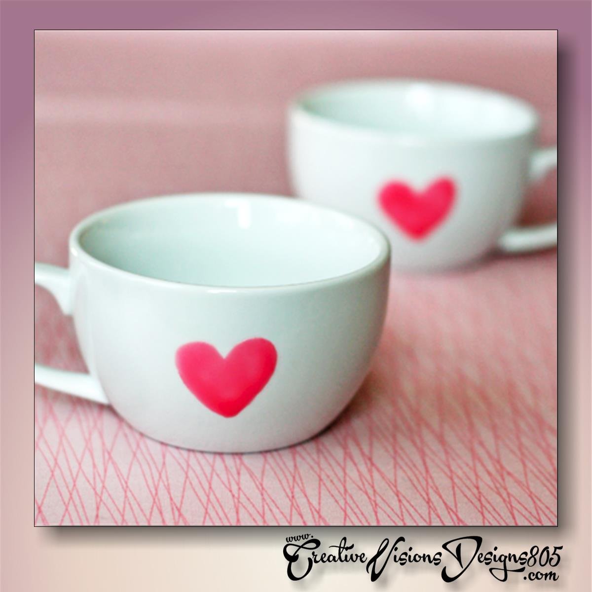 SINGLE HEART - hand decorated coffee mug