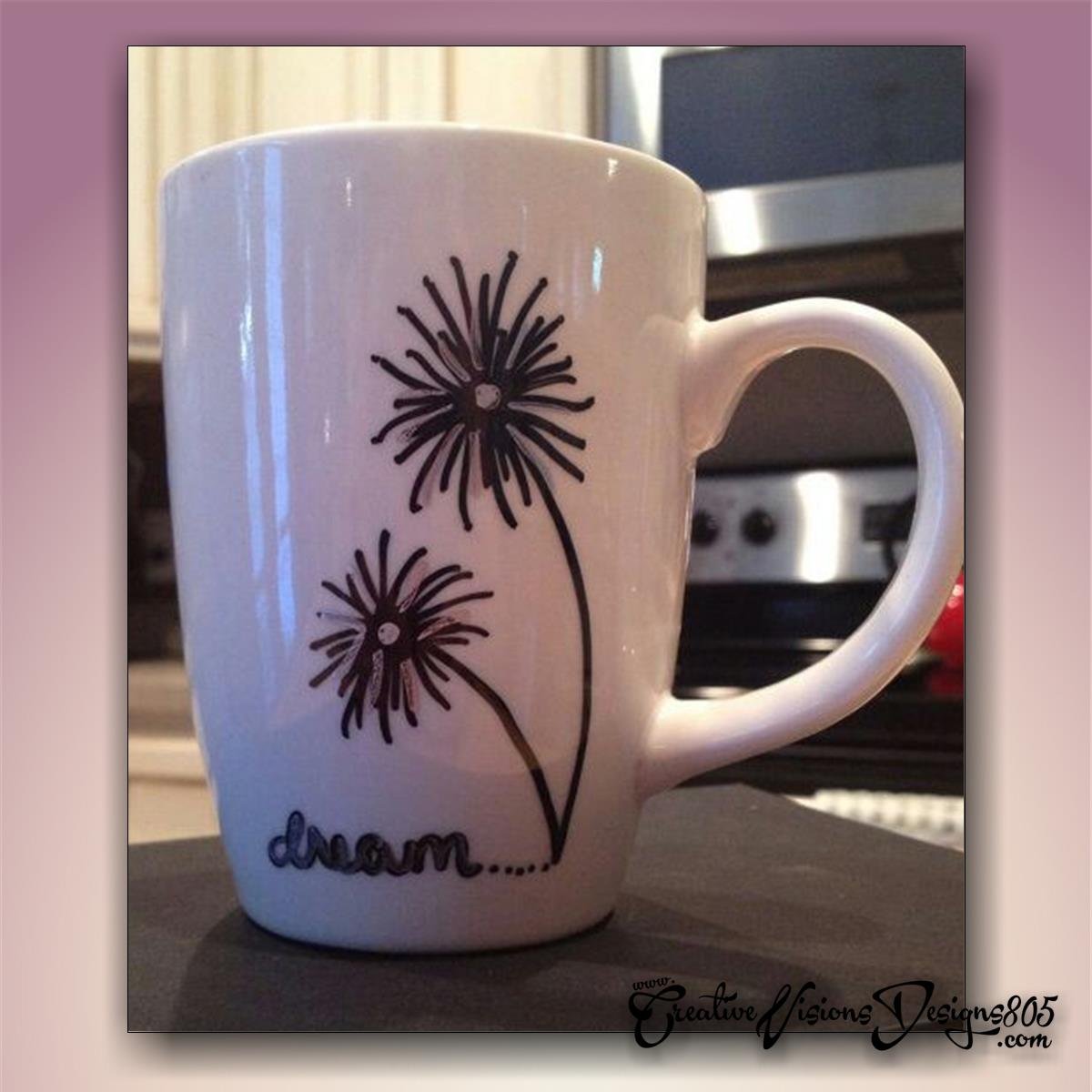 DANDILION - hand decorated coffee mug