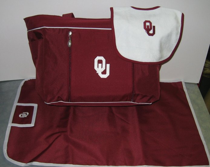 Oklahoma Sooners baby diaper bag set
