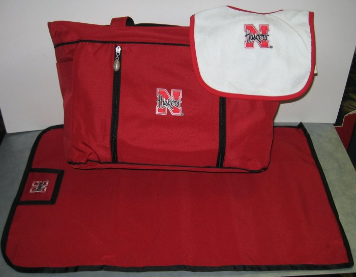 Nebraska Cornhuskers baby diaper bag set