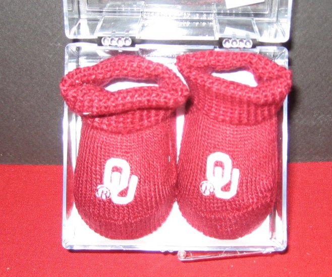 OU Oklahoma Sooners newborn baby booties red
