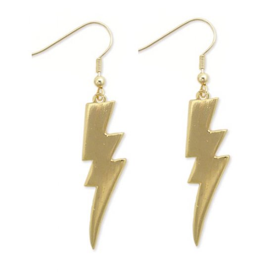 NEW WAVE RETRO STYLE GOLD LIGHTNING BOLT EARRINGS