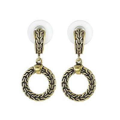 CLASSIC TREND BRAIDED GOLD HOOP POST HUGGIE EARRINGS