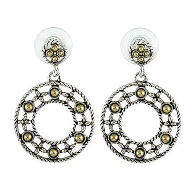 TRENDY DESIGNER SILVER & GOLD LINKED POST HOOP EARRINGS