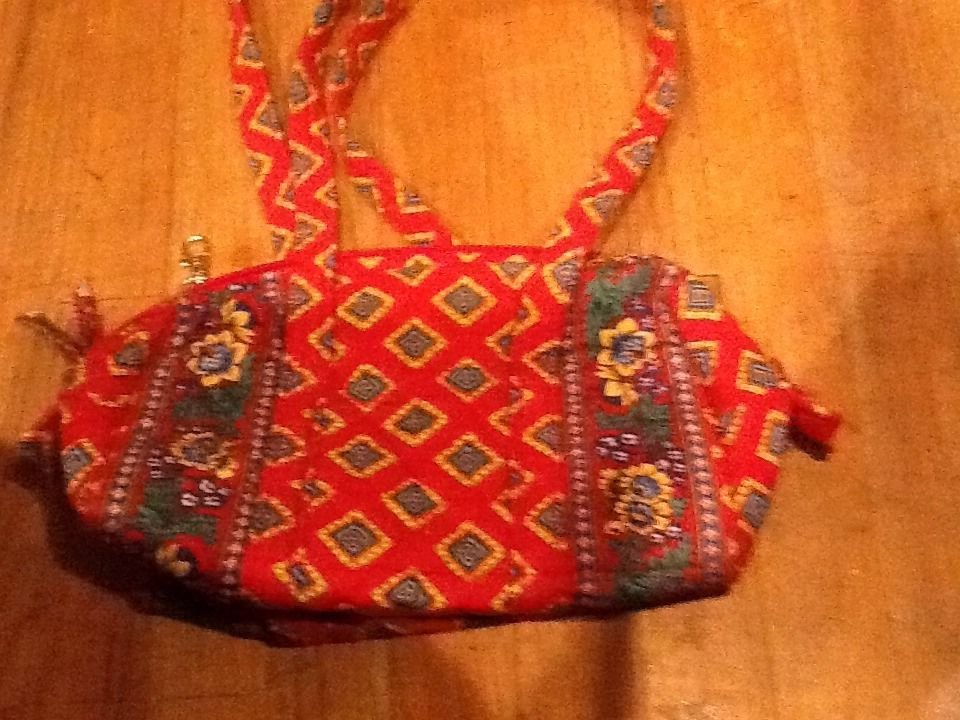 Vera Bradley Villa Red Small Barrel Style Purse Handbag Satchel ...