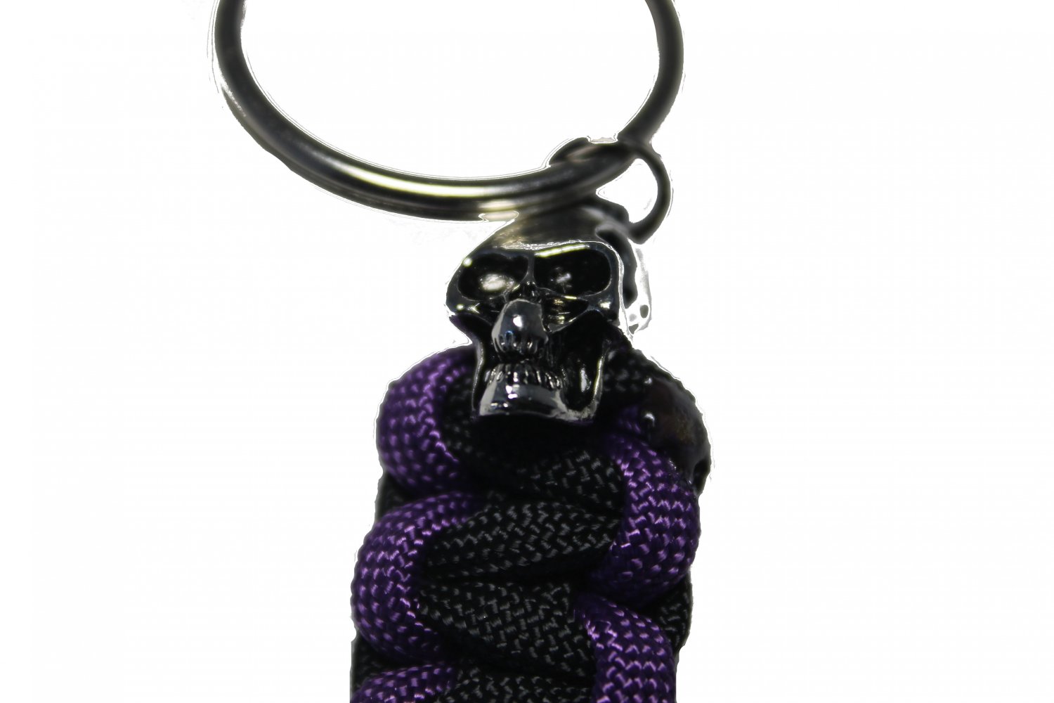 Purple and Black Key Ring with Skull