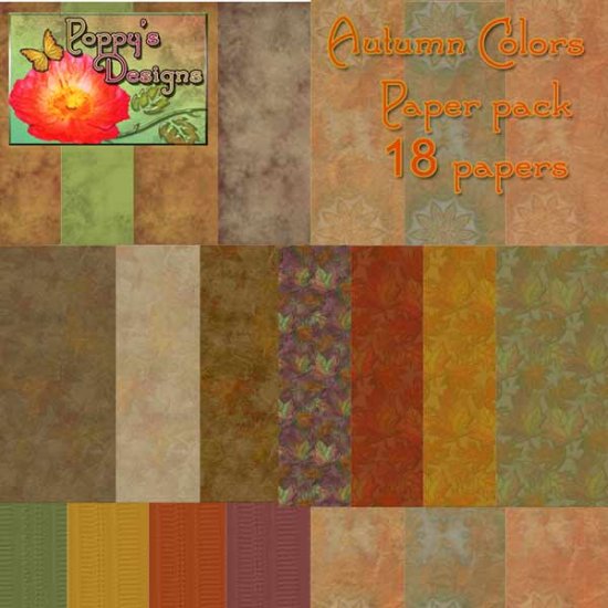 Autumn Color Digital Paper pack, 18 Digital papers