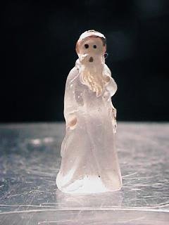 RARE Czech Glass LIGHT GREY SANTA Cracker Jack Prize