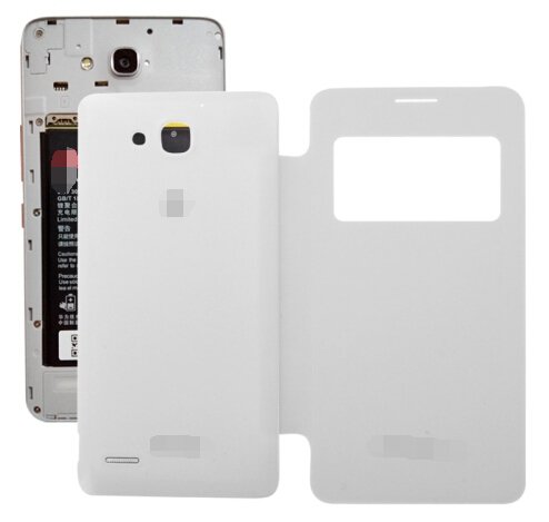 Replacement Back Cover with Flip Leather Case for Huawei Honor 3X(White)