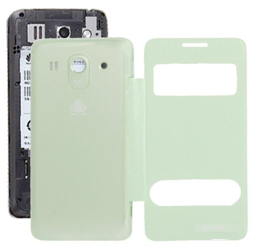 Cloth Texture Horizontal Flip Leather Case + Plastic Back Cover for Huawei Ascend G520 (Green)