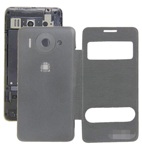 Cloth Texture Horizontal Flip Leather Case + Plastic Back Cover for Huawei Ascend G510 (Black)
