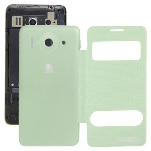 Cloth Texture Horizontal Flip Leather Case + Plastic Back Cover for Huawei Ascend G510 (Green)