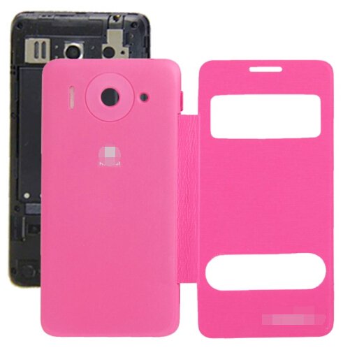 Cloth Texture Horizontal Flip Leather Case + Plastic Back Cover for Huawei Ascend G510 (Magenta)