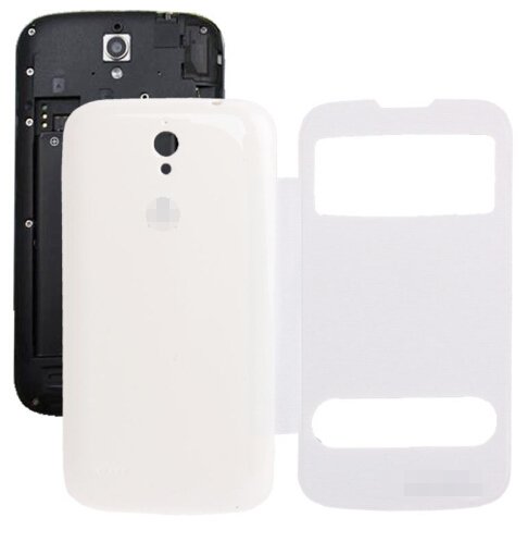 Cloth Texture Horizontal Flip Leather Case + Plastic Back Cover for Huawei Ascend G610S (White)