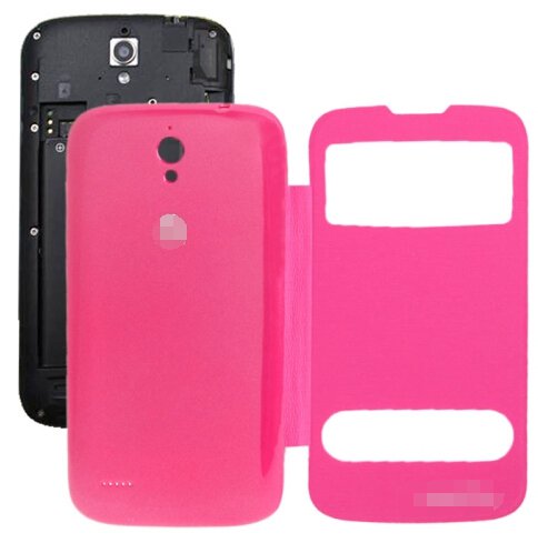 Cloth Texture Horizontal Flip Leather Case + Plastic Back Cover for Huawei Ascend G610S (Magenta)