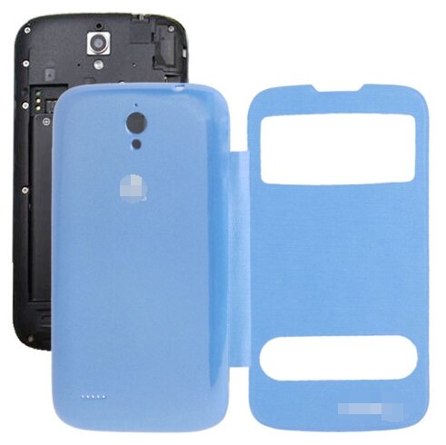 Cloth Texture Horizontal Flip Leather Case + Plastic Back Cover for Huawei Ascend G610S (Blue)