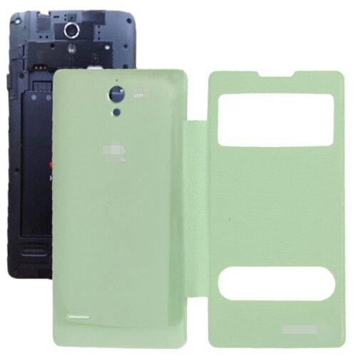 Cloth Texture Horizontal Flip Leather Case + Plastic Back Cover for Huawei Ascend G700 (Green)