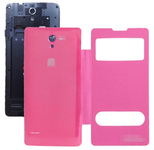 Cloth Texture Horizontal Flip Leather Case + Plastic Back Cover for Huawei Ascend G700 (Magenta)