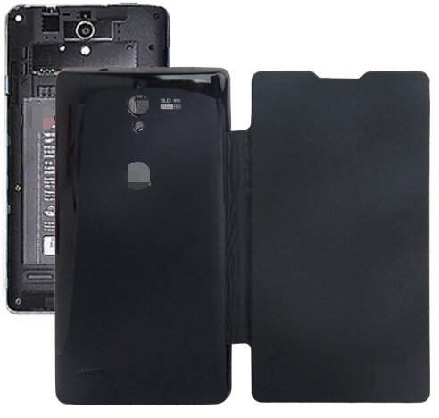 Horizontal Flip Back Cover / Replacement Leather Case for Huawei G700 (Black)