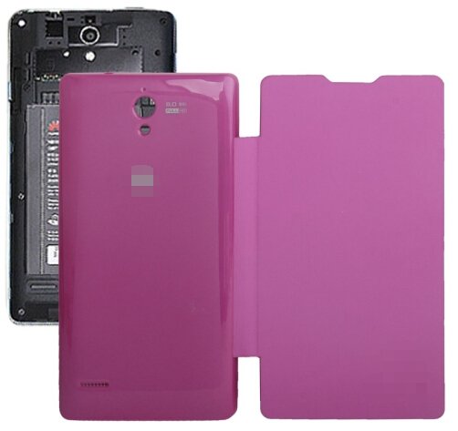 Horizontal Flip Back Cover / Replacement Leather Case for Huawei G700 (Magenta)