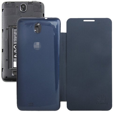 Horizontal Flip Back Cover / Replacement Leather Case for Huawei G606 (Dark Blue)