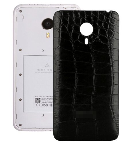 Crocodile Texture Leather Paste Skin Back Cover Replacement for Meizu MX 4(Black)