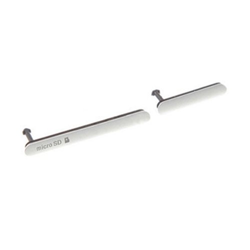 Micro SD USB Data Charging Port Cover SIM Card Cap Dustproof Block Set for Sony Xperia Z3(White)