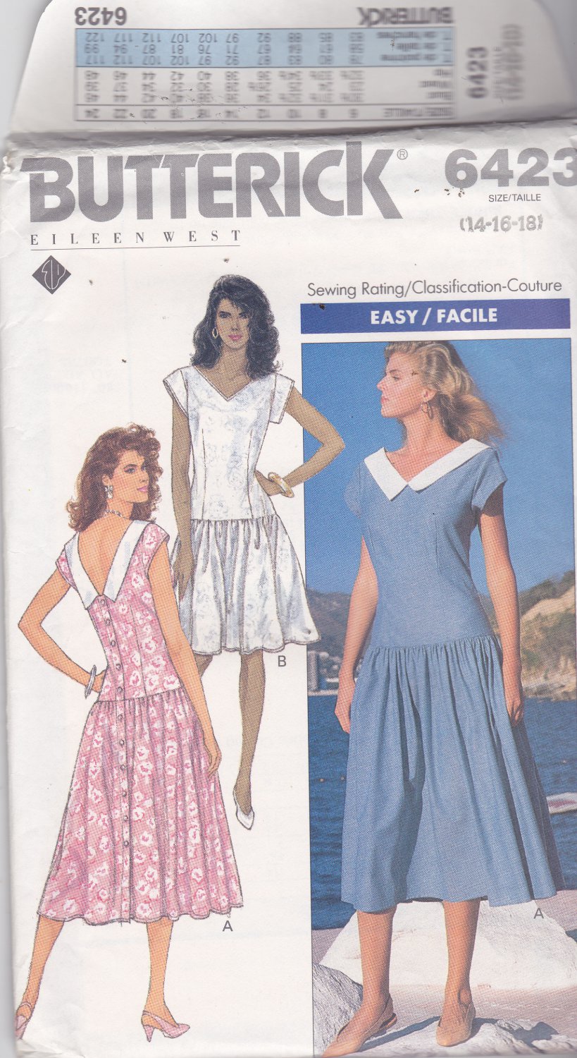 Butterick 6423 Pattern Uncut FF size 14 16 18 Midi Dress