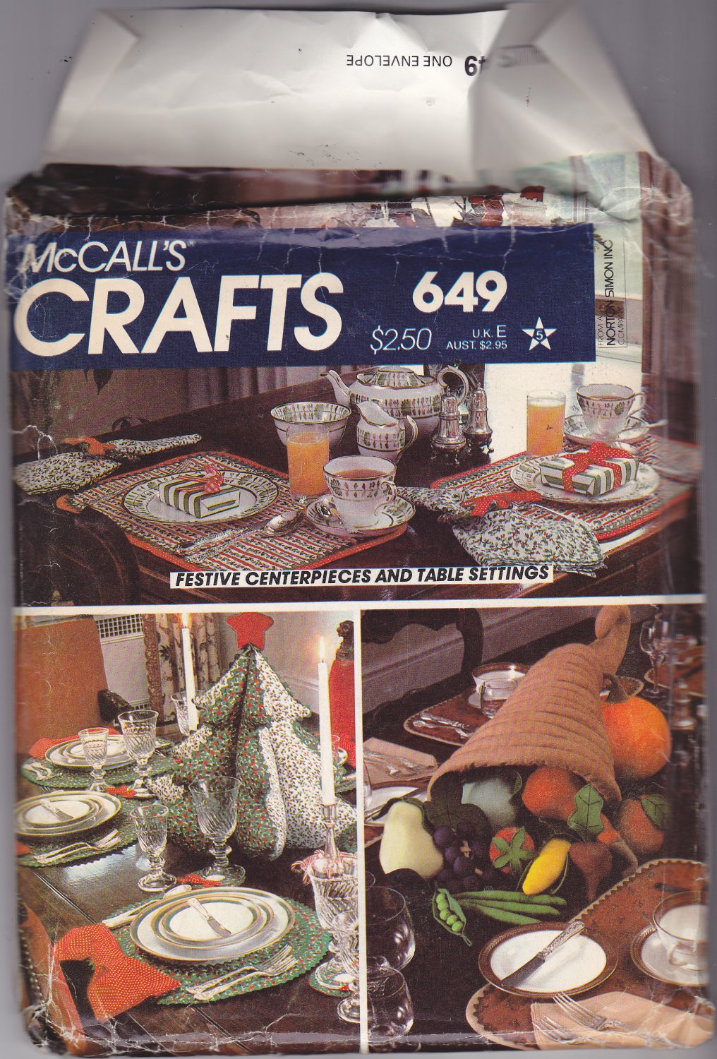McCall's Crafts 649 Holiday Table Decor Plush Fruits Vegetables Cornucopia Christmas Tree Uncut FF