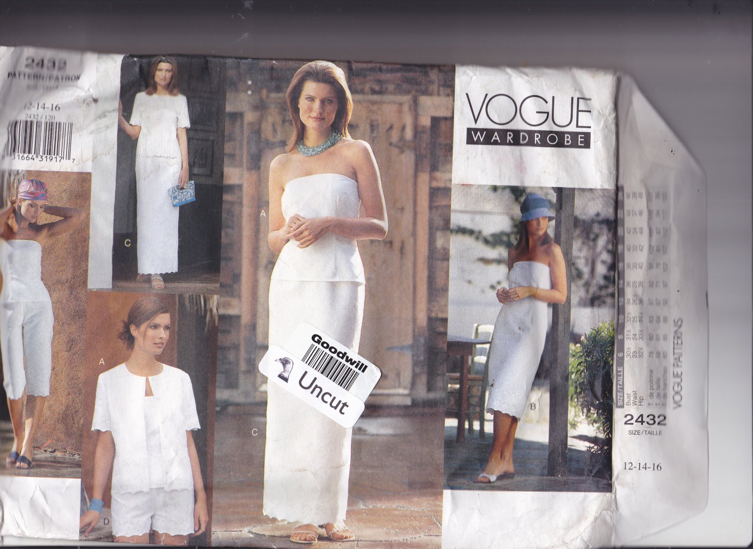 Vogue 2432 Pattern Uncut 12 14 16 Summer Jacket Dress Top Skirt Pants Shorts