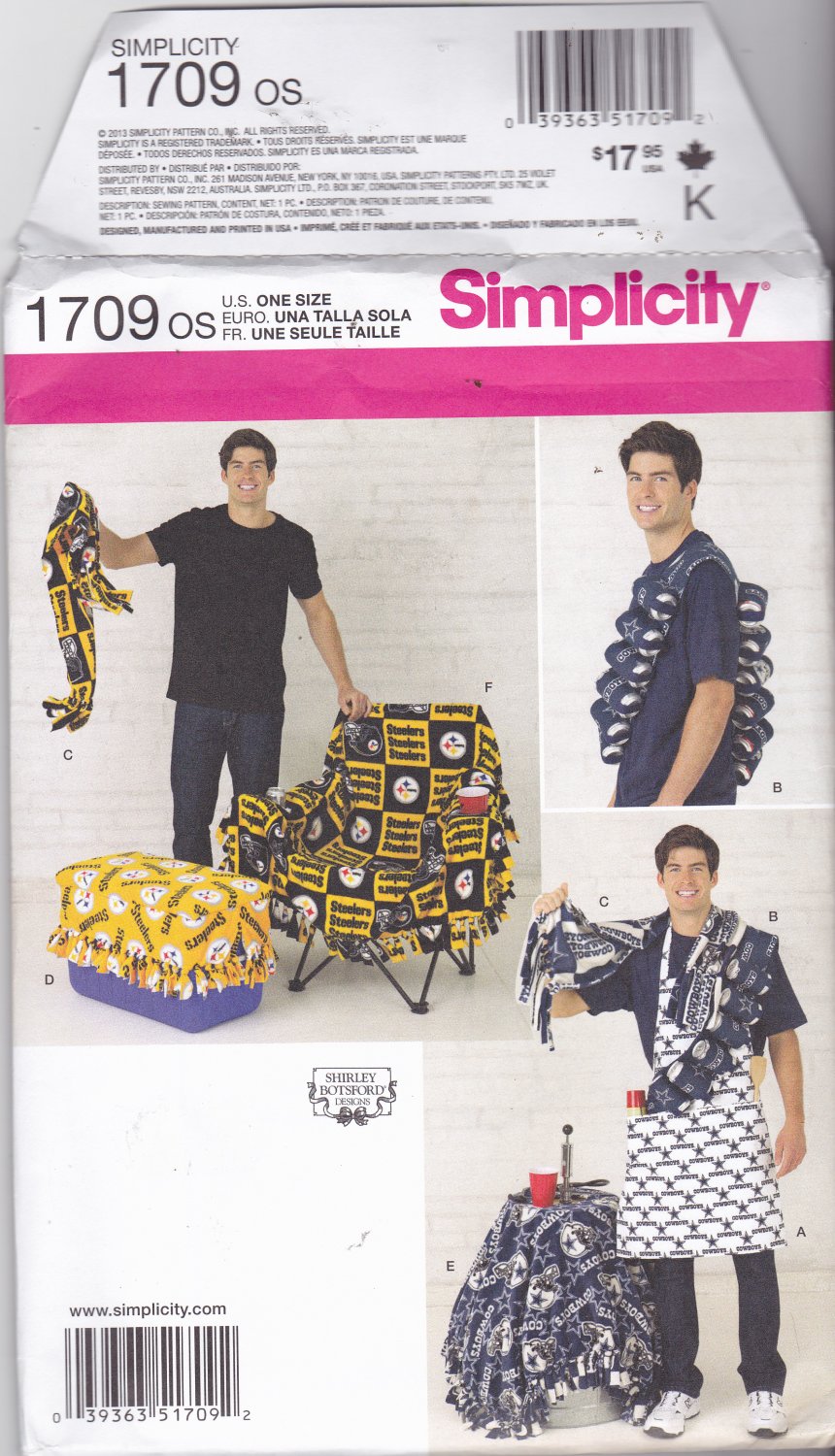 Simplicity 1709 Pattern Uncut FF Tailgating Boozehound Accessories