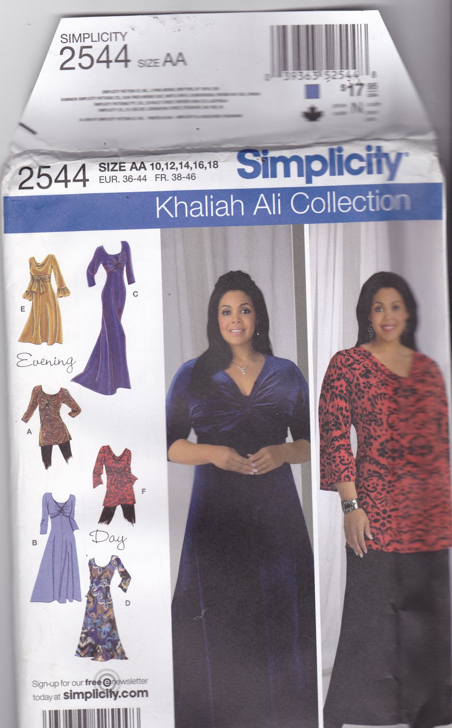 Simplicity 2544 Pattern Uncut FF 10 12 14 16 18 Khaliah Ali Knit Dress Tunic