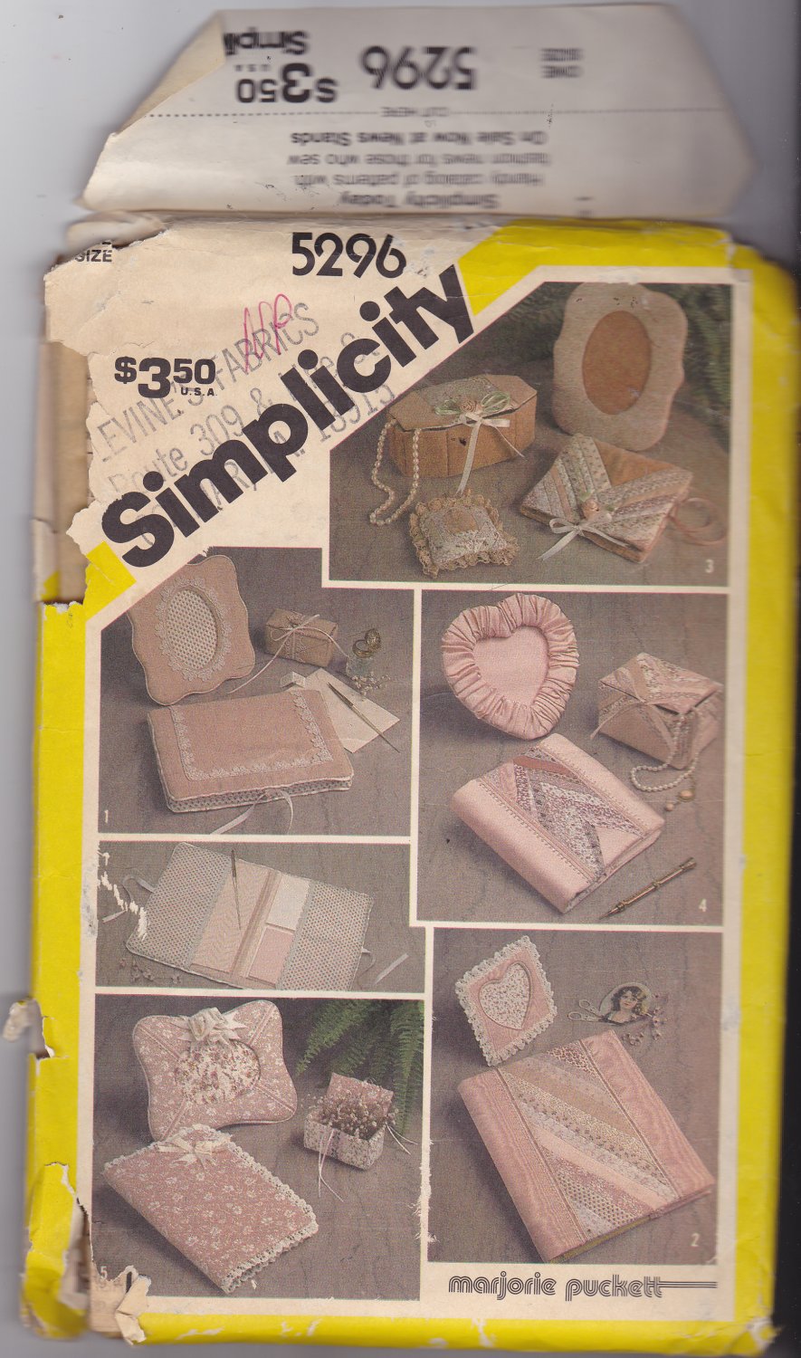 Simplicity 5296 Pattern Uncut FF Marjorie Puckett Desk and Dresser Accessories