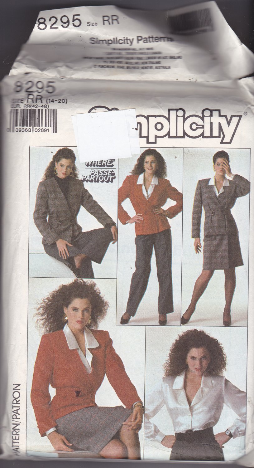 Simplicity 8295 Pattern Uncut FF size 14 16 18 20 plus Go Everywhere Career Separates