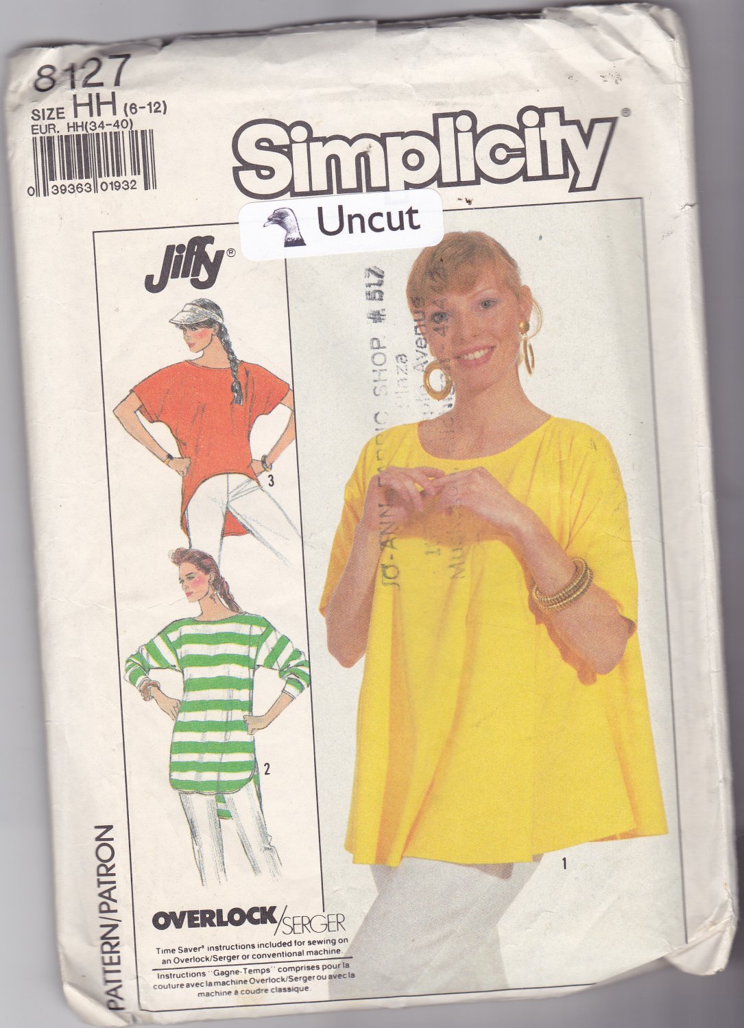 Simplicity 8127 Pattern 6 8 10 12 Uncut Jiffy Loose Fit Knit Top High Low Hem Flared Jersey Knit